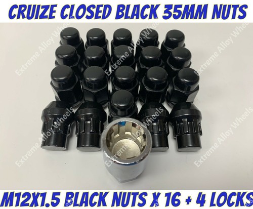 Black alloy wheel nuts locks - black,